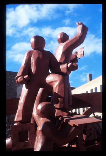 image of haymarket memorial in downtown chicago